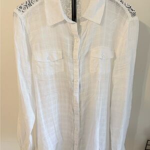 Relativity White Lace Accent Shirt